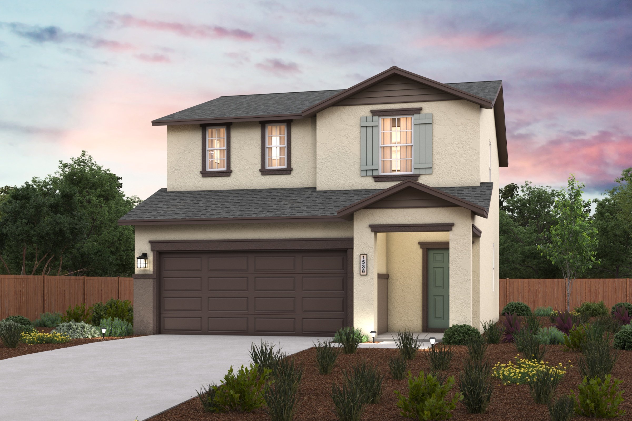 A house with a garage.