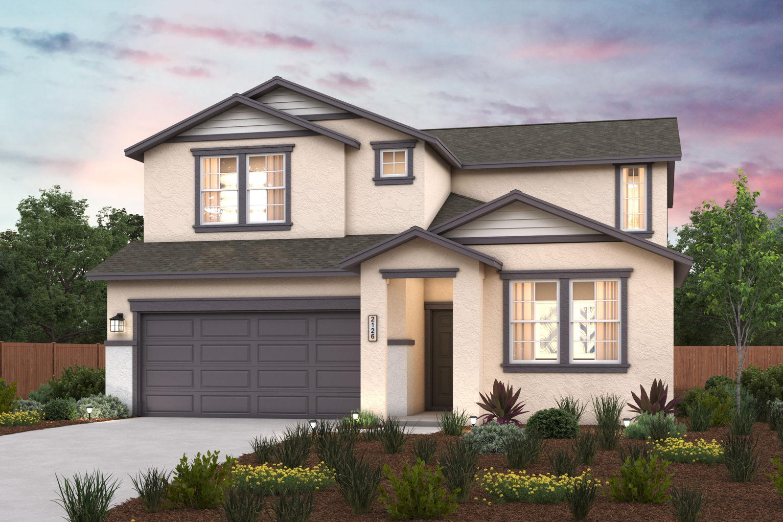 A house with a garage.