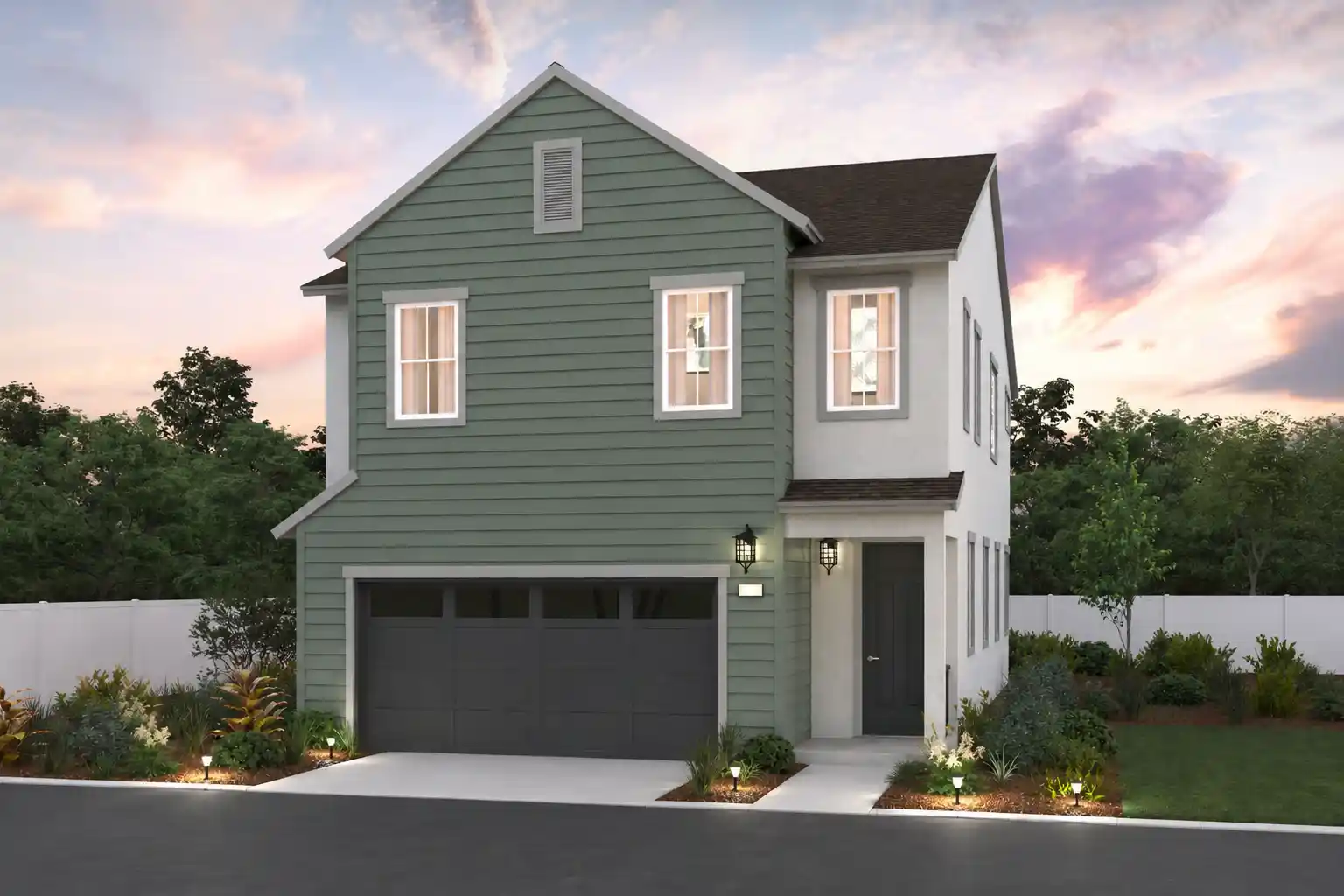 A house with a garage.