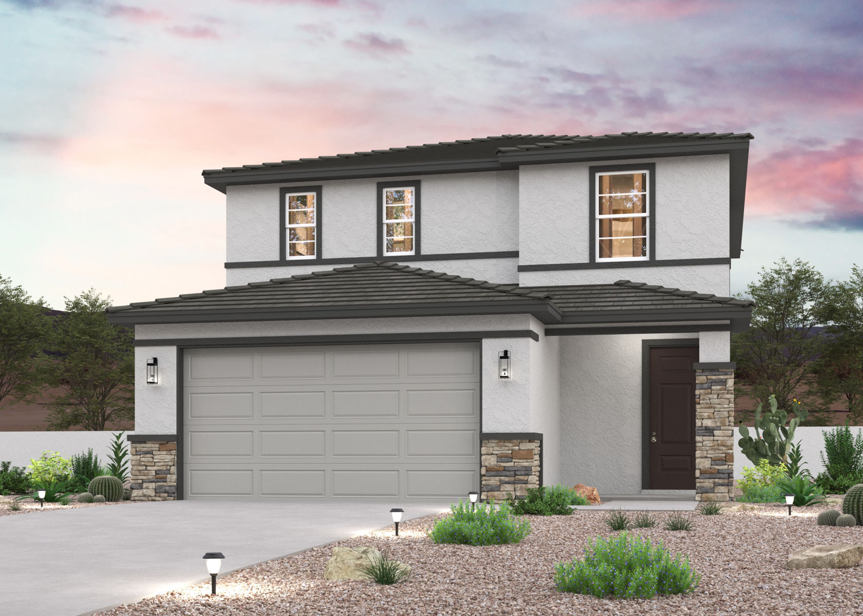 Elevation Rendering of a 2 Story Home in Surprise AZ at North Copper Canyon.