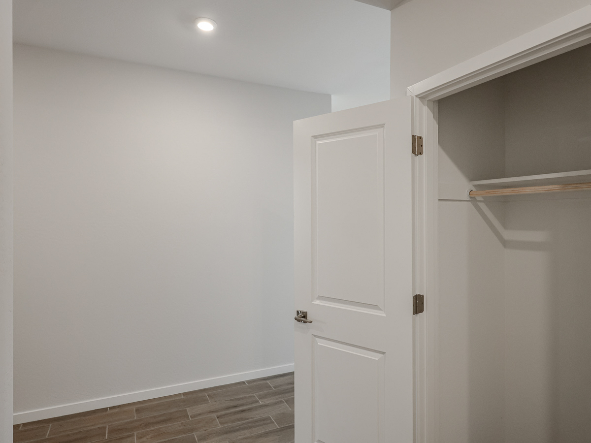 A white door in a room.