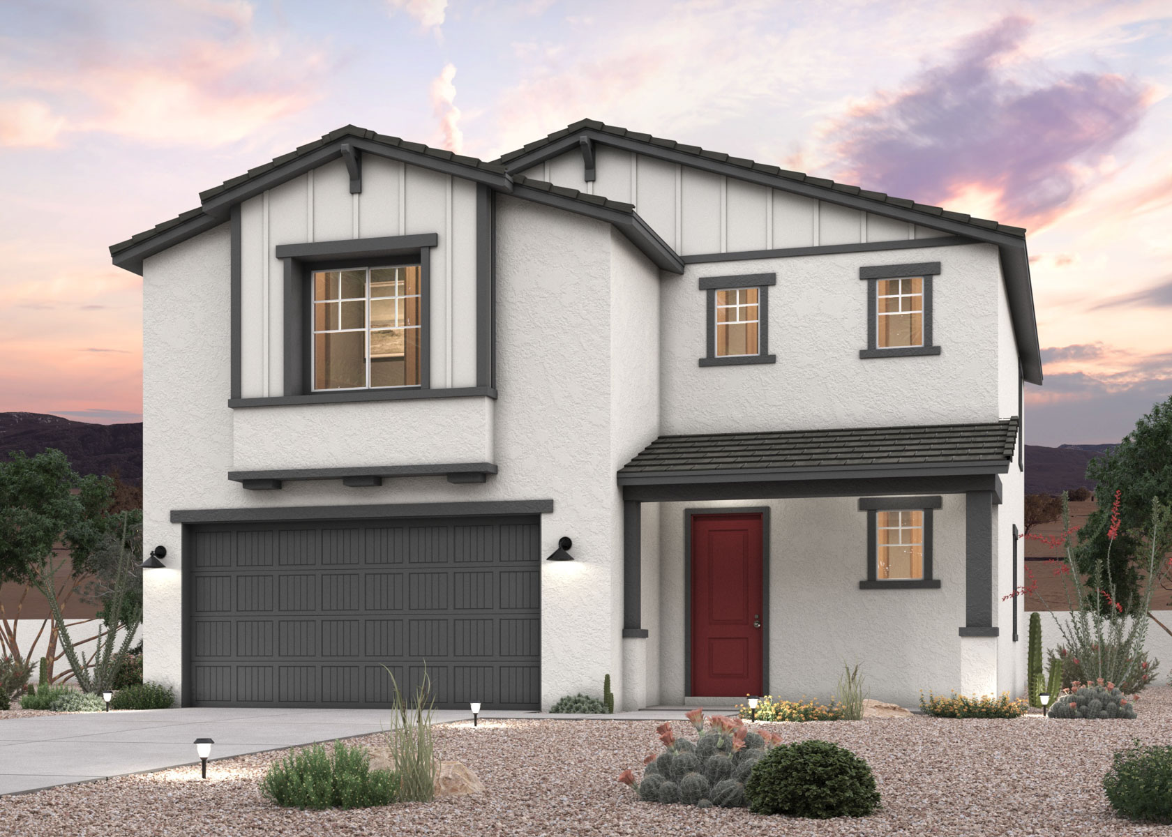 Twilight rendering of a new home for sale in Surprise, AZ by Century Communities.