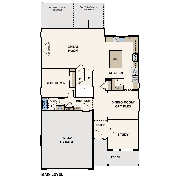Diagram, engineering drawing. Roosevelt Floorplan Main Level