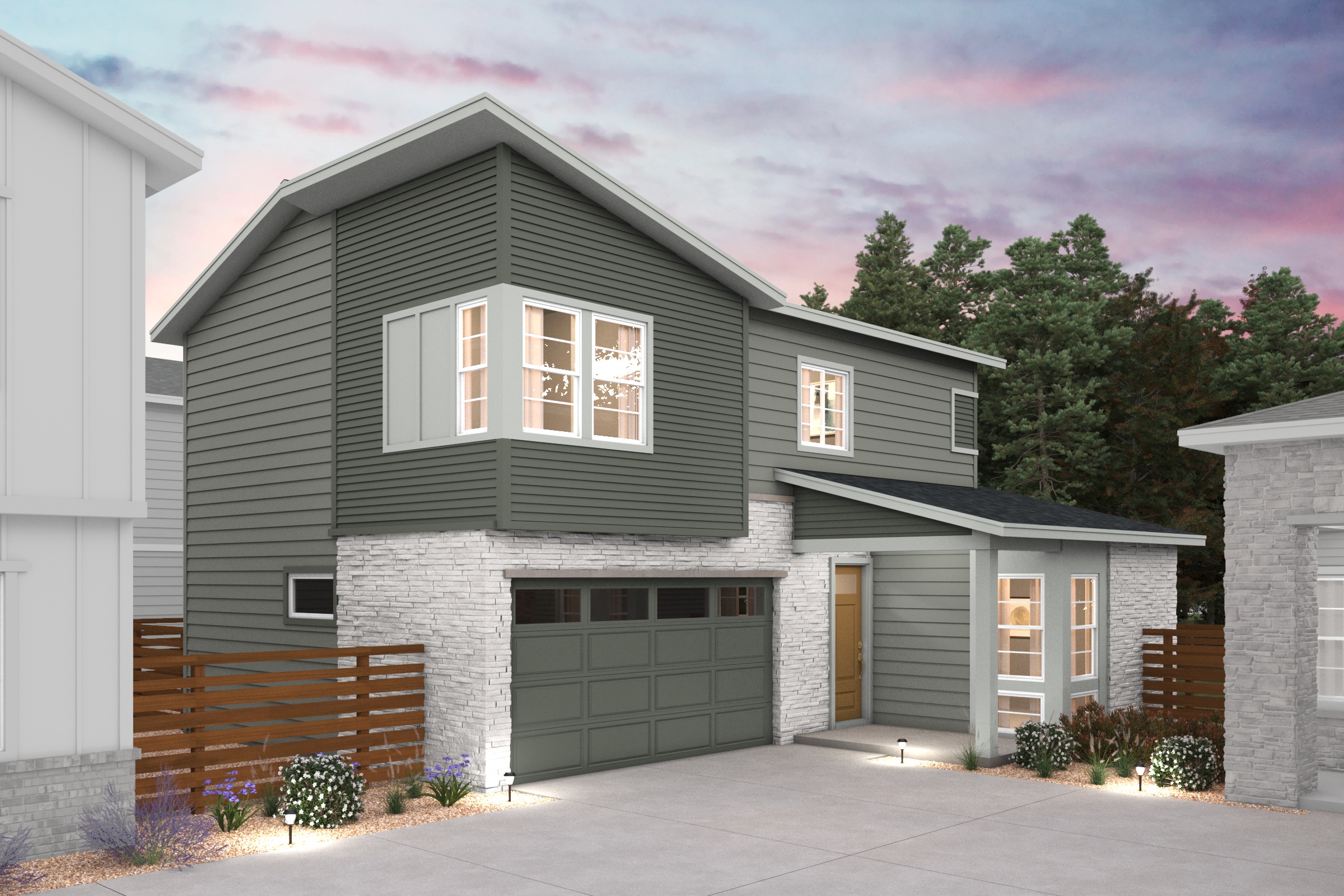 A house with a garage.