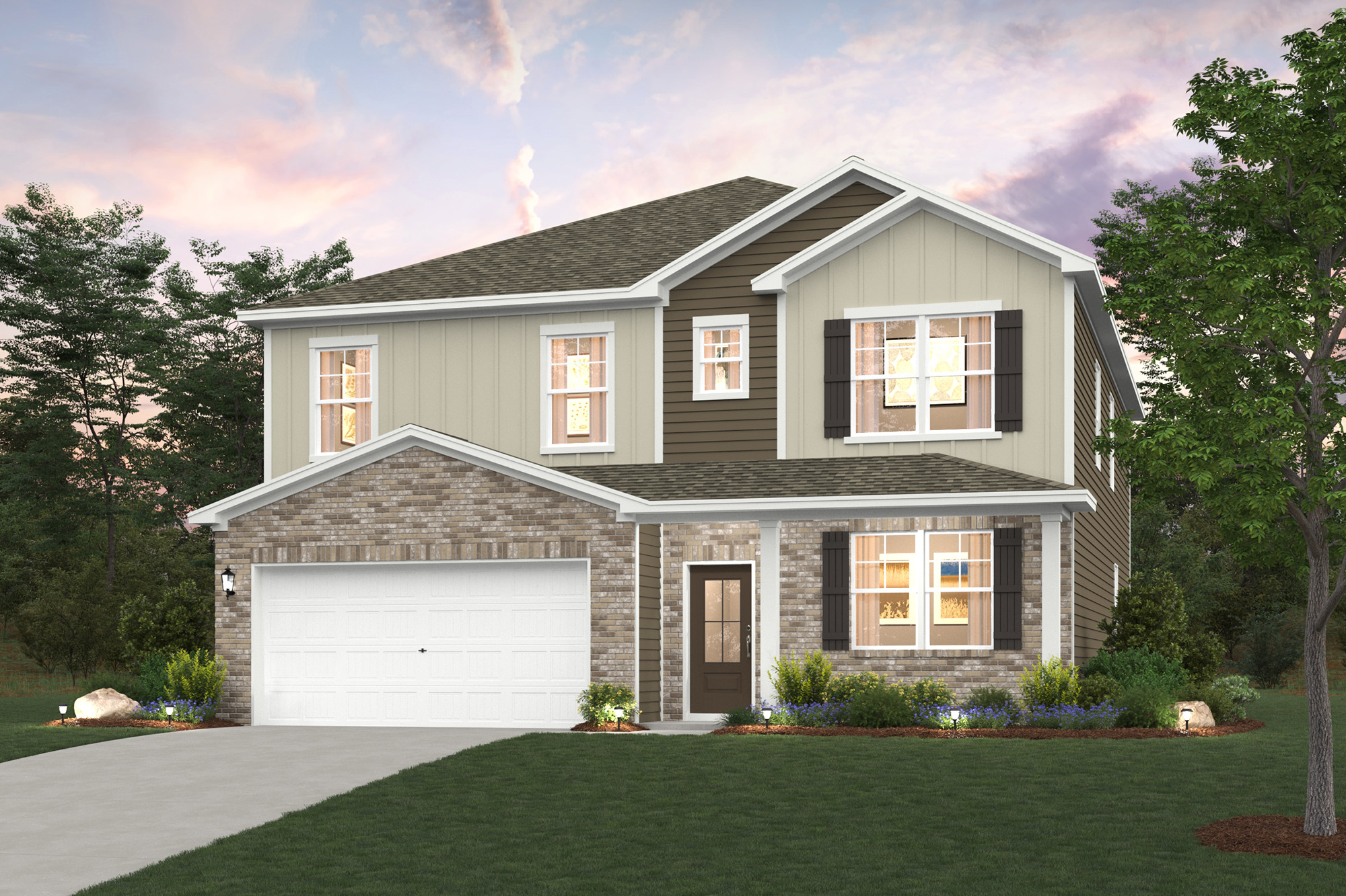 A house with a garage.