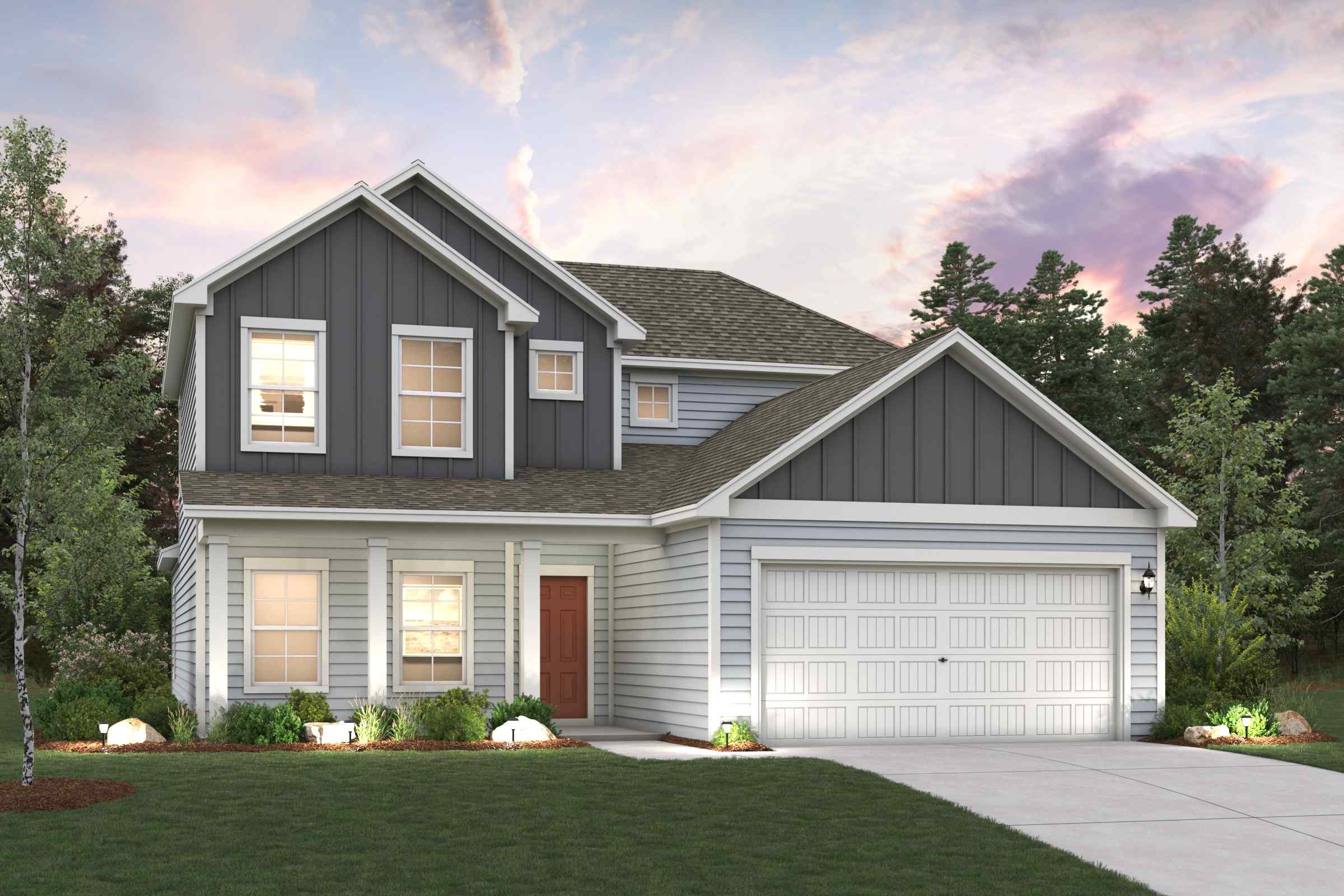 A house with a garage.