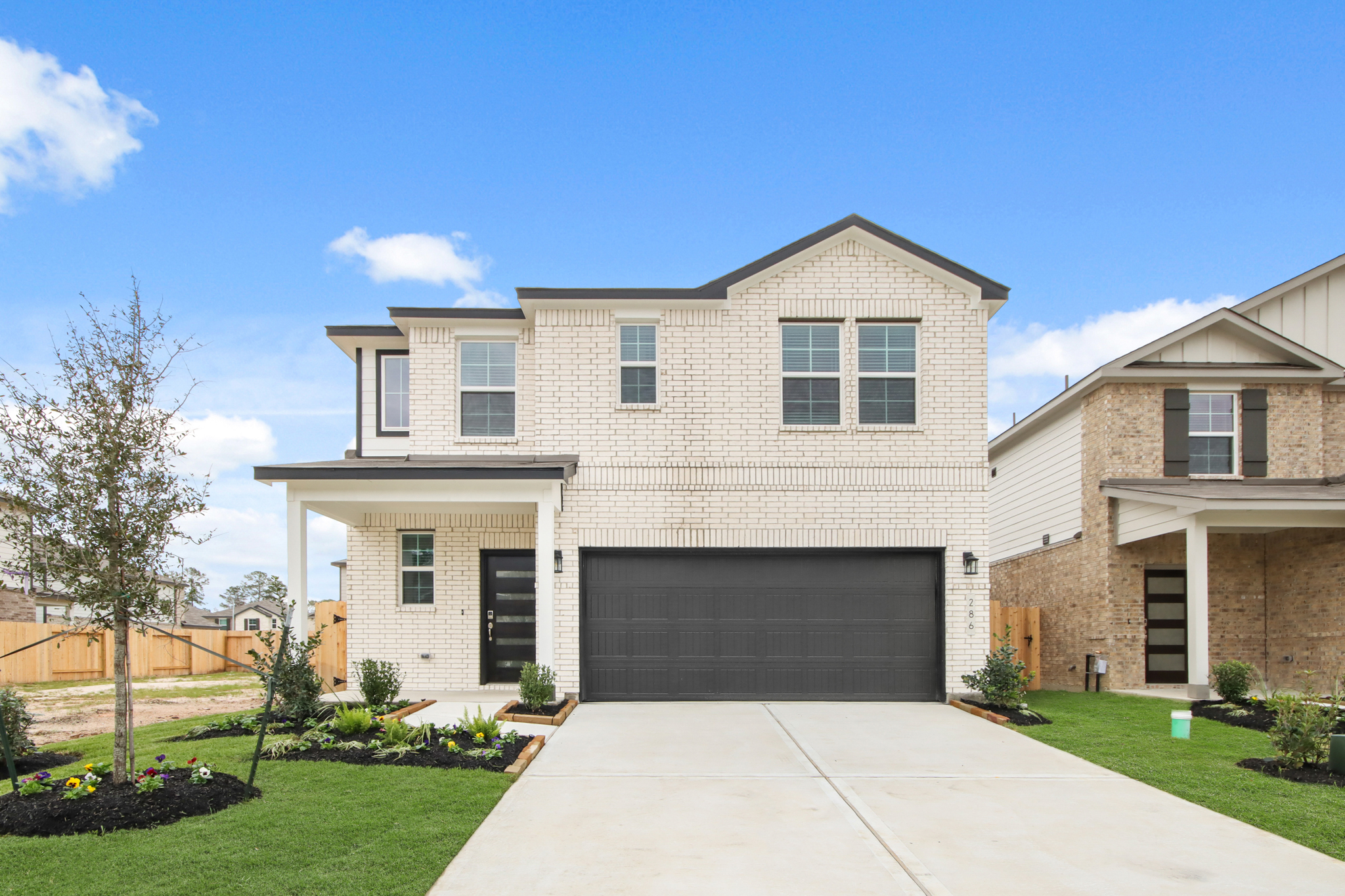 A house with a garage.