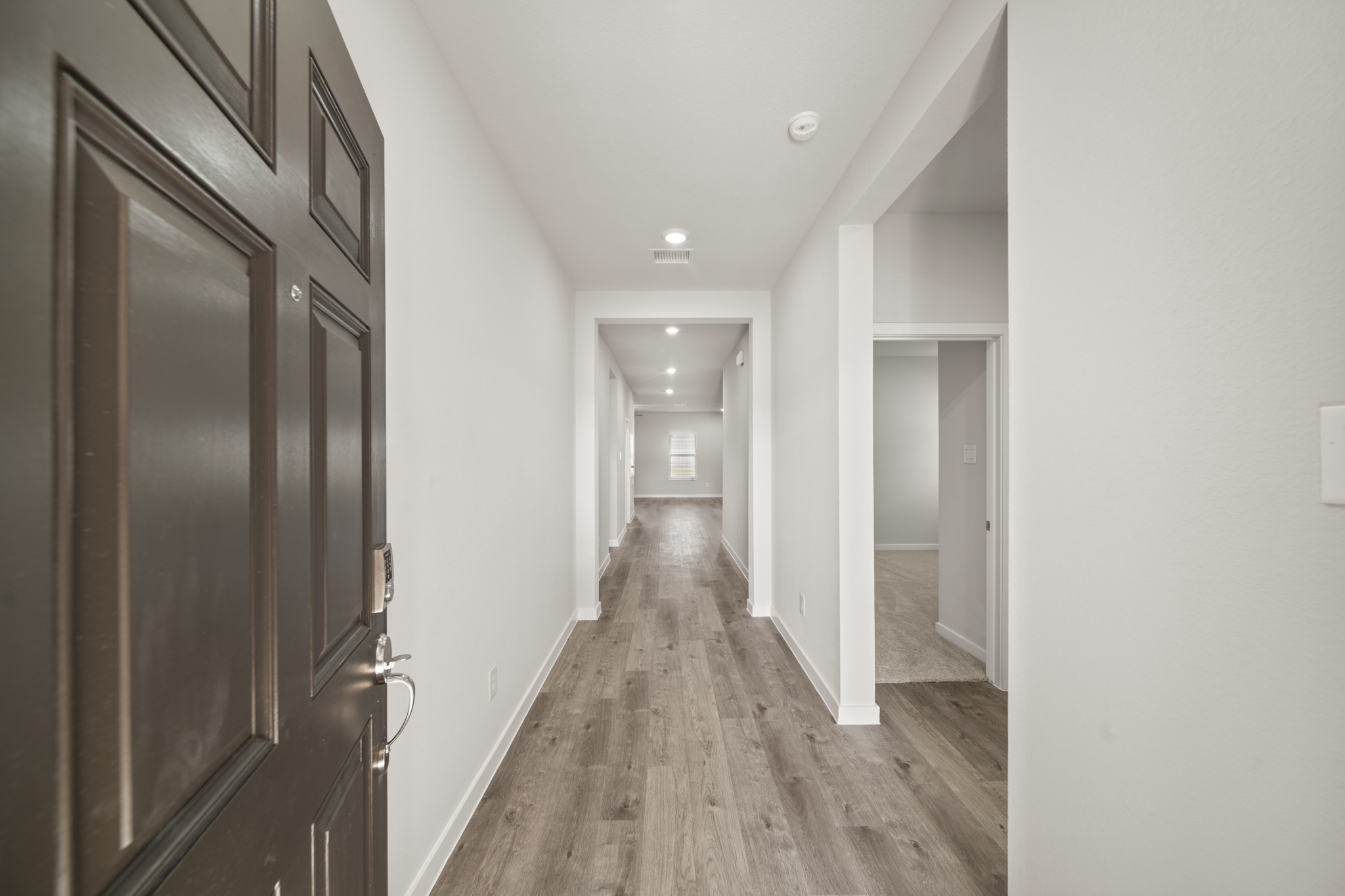 A hallway with doors.