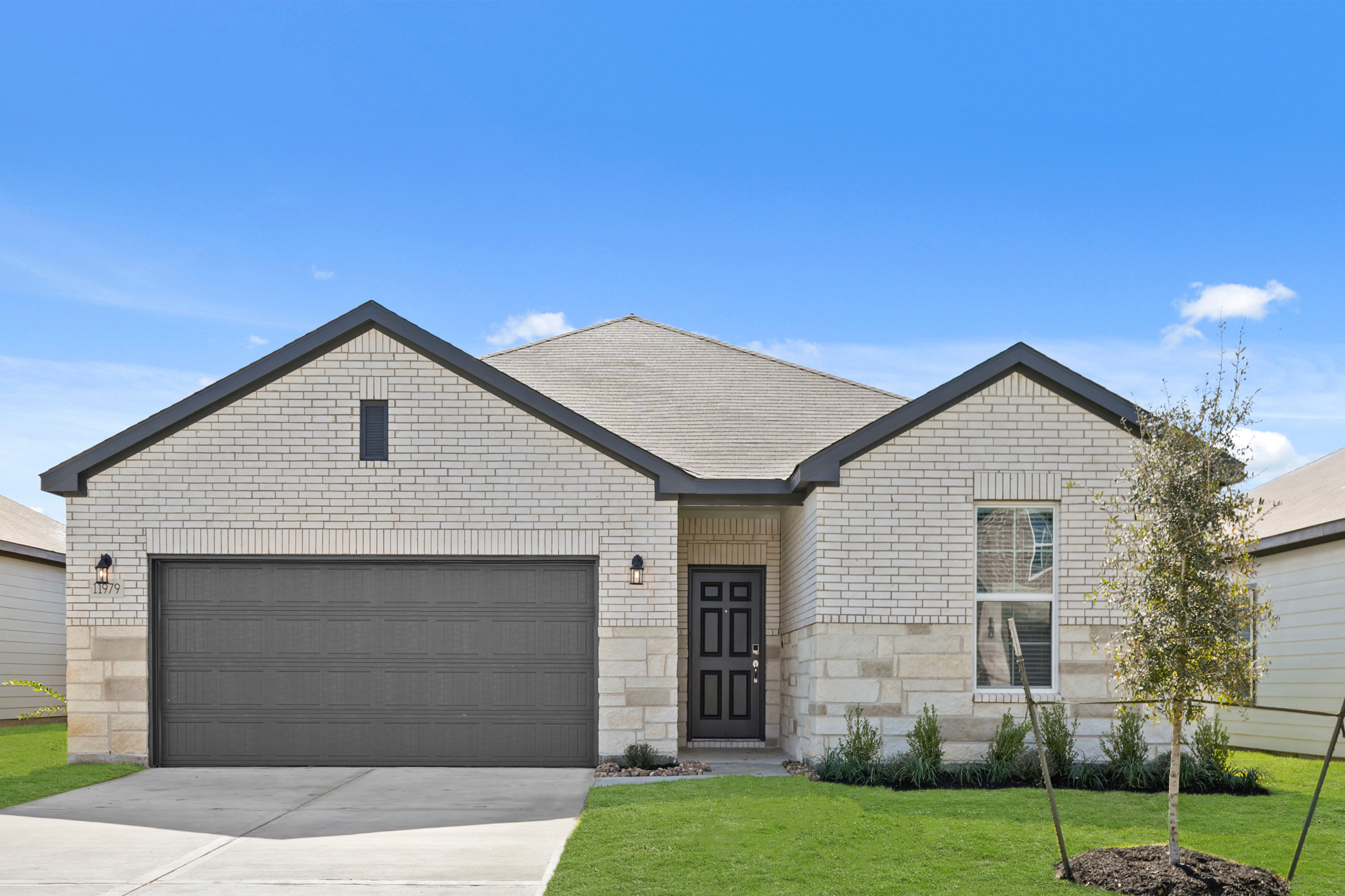 A house with a garage.
