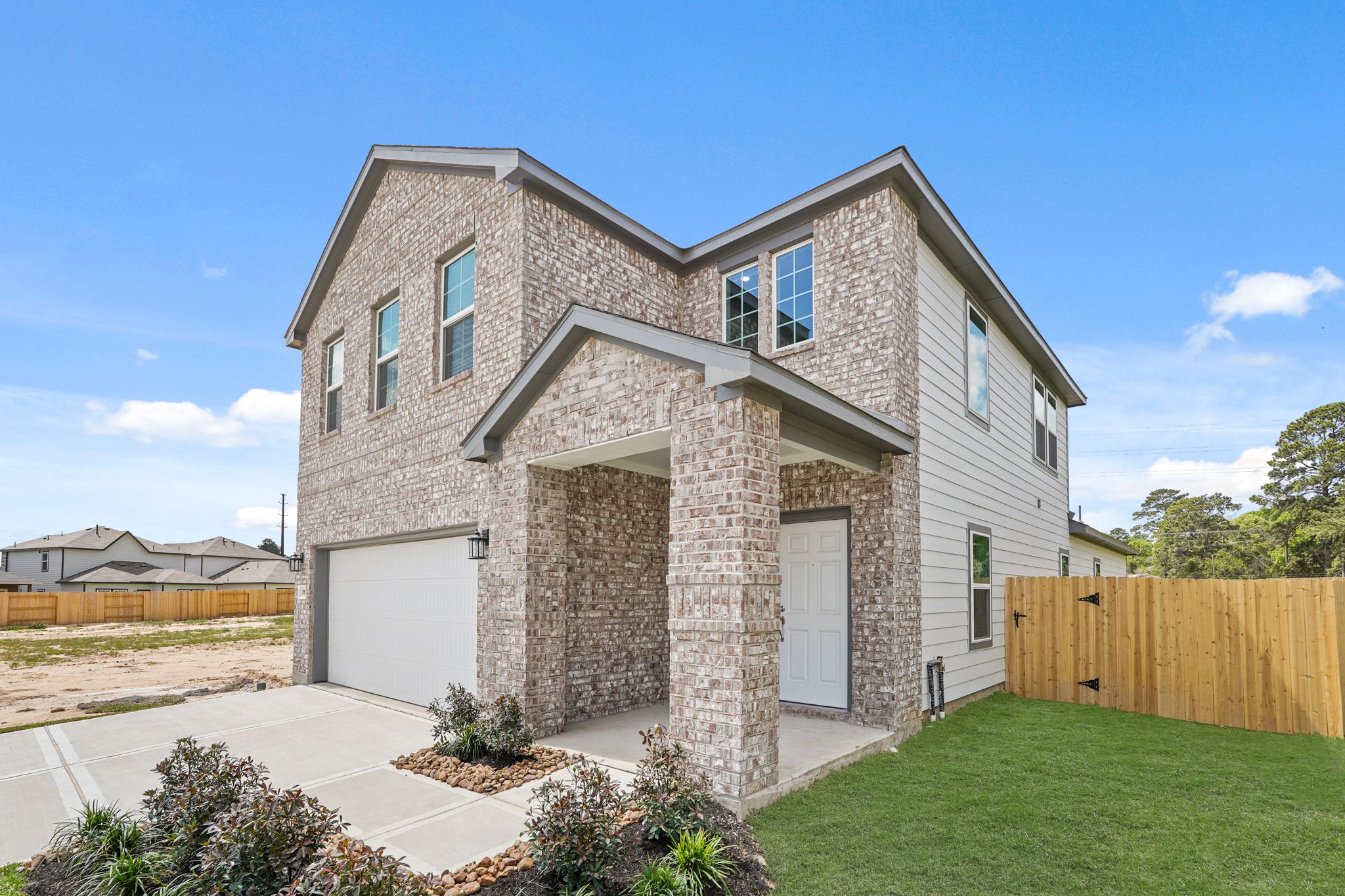 A house with a garage.