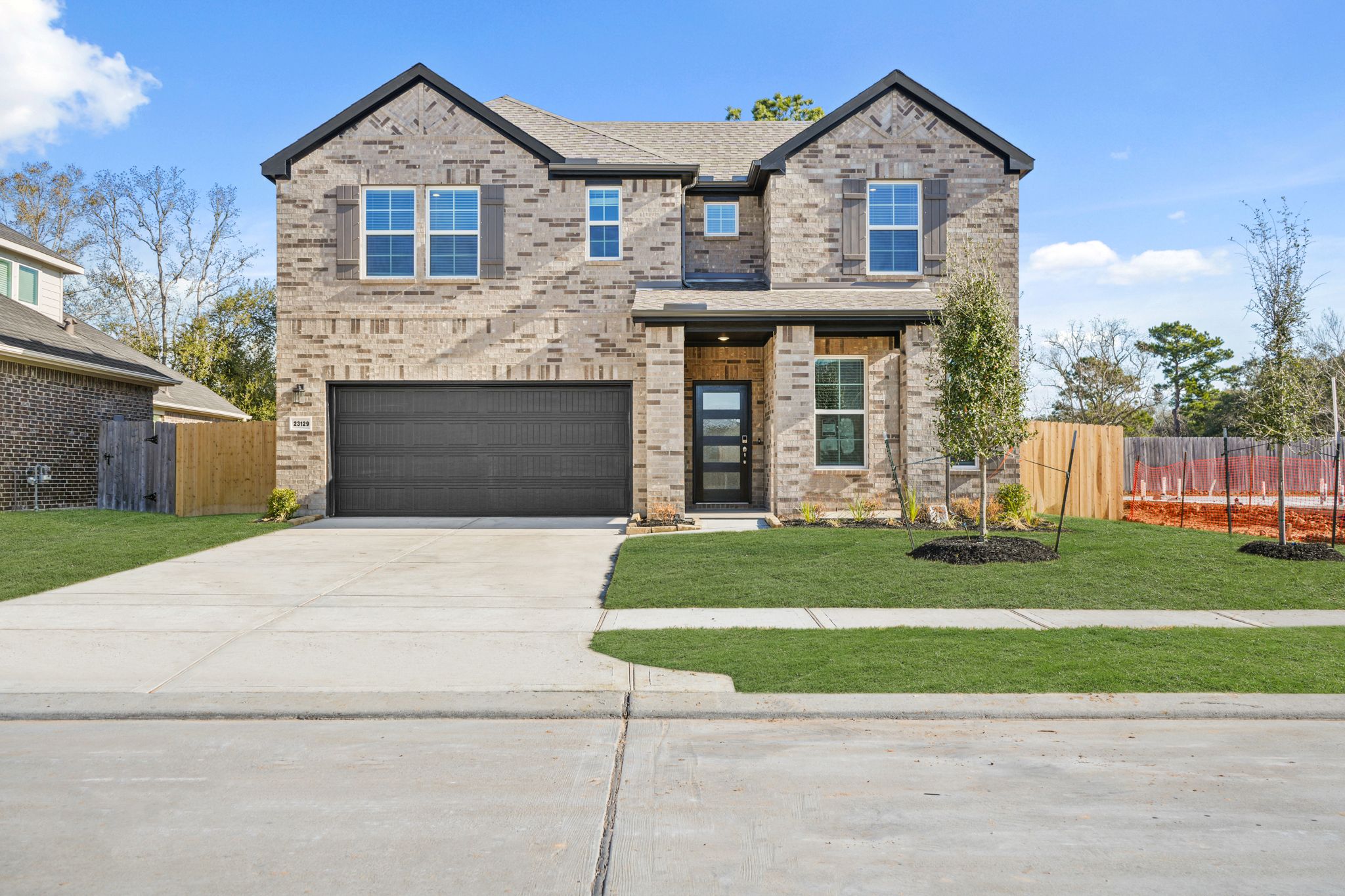 A house with a garage.