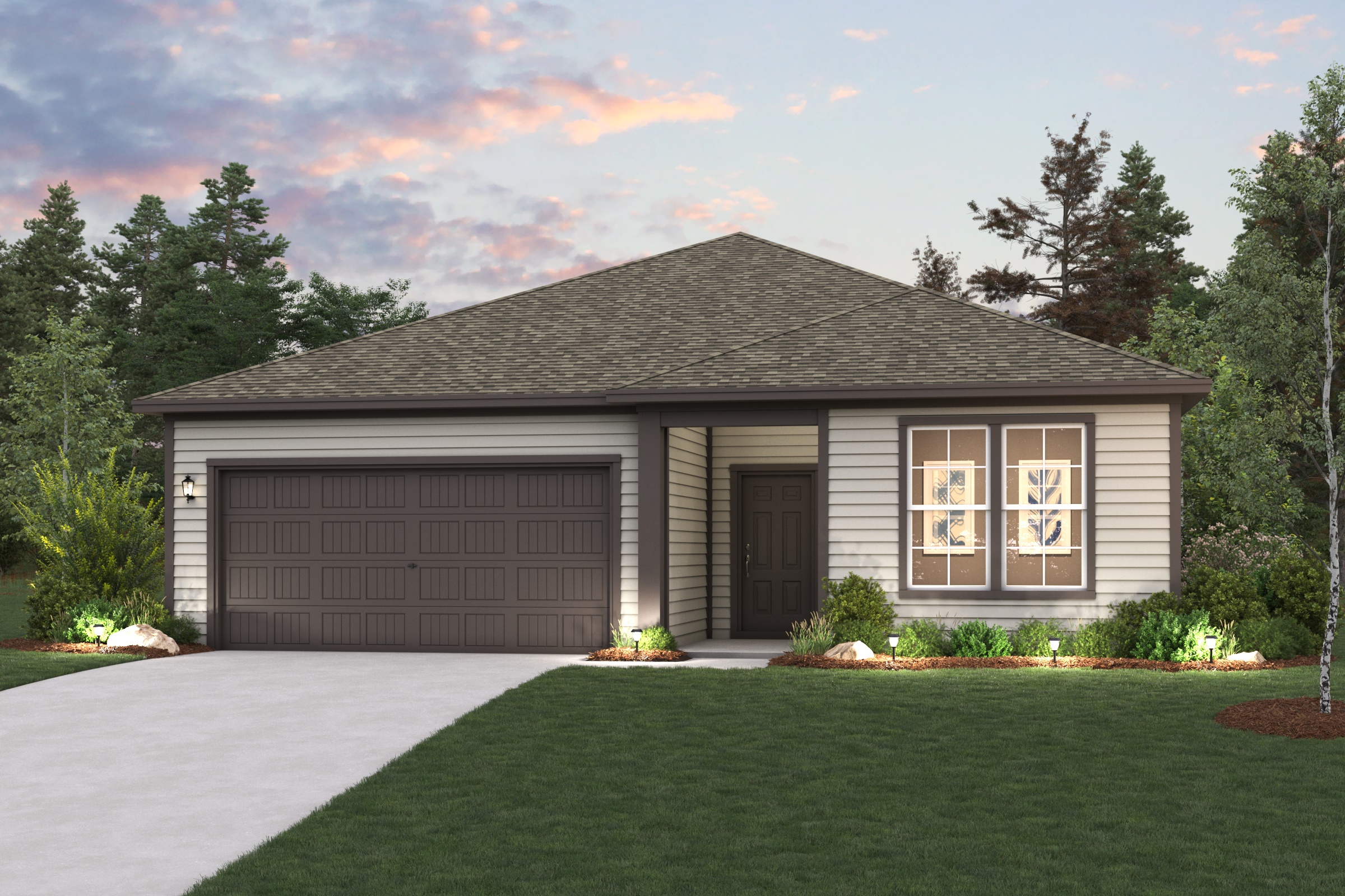 A house with a garage.