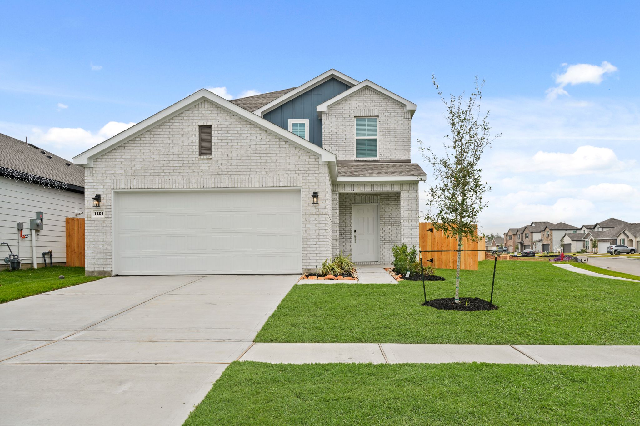 A house with a garage.