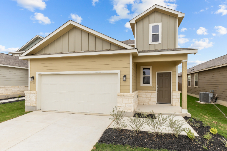 A house with a garage.