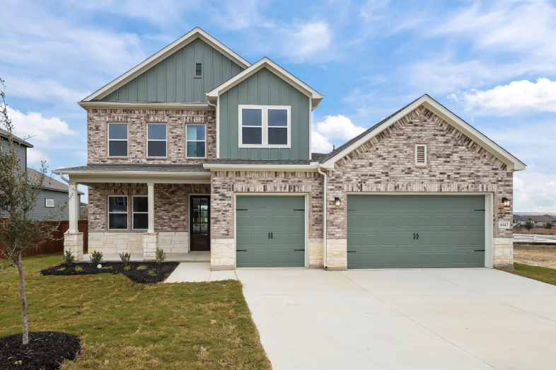 A house with green doors.