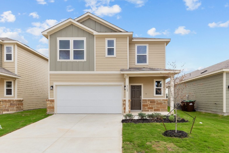 A house with a garage.