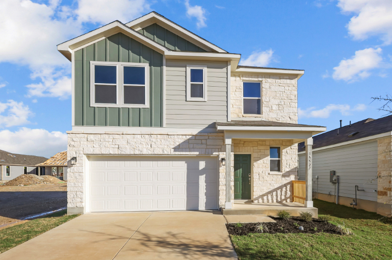 A house with a garage.