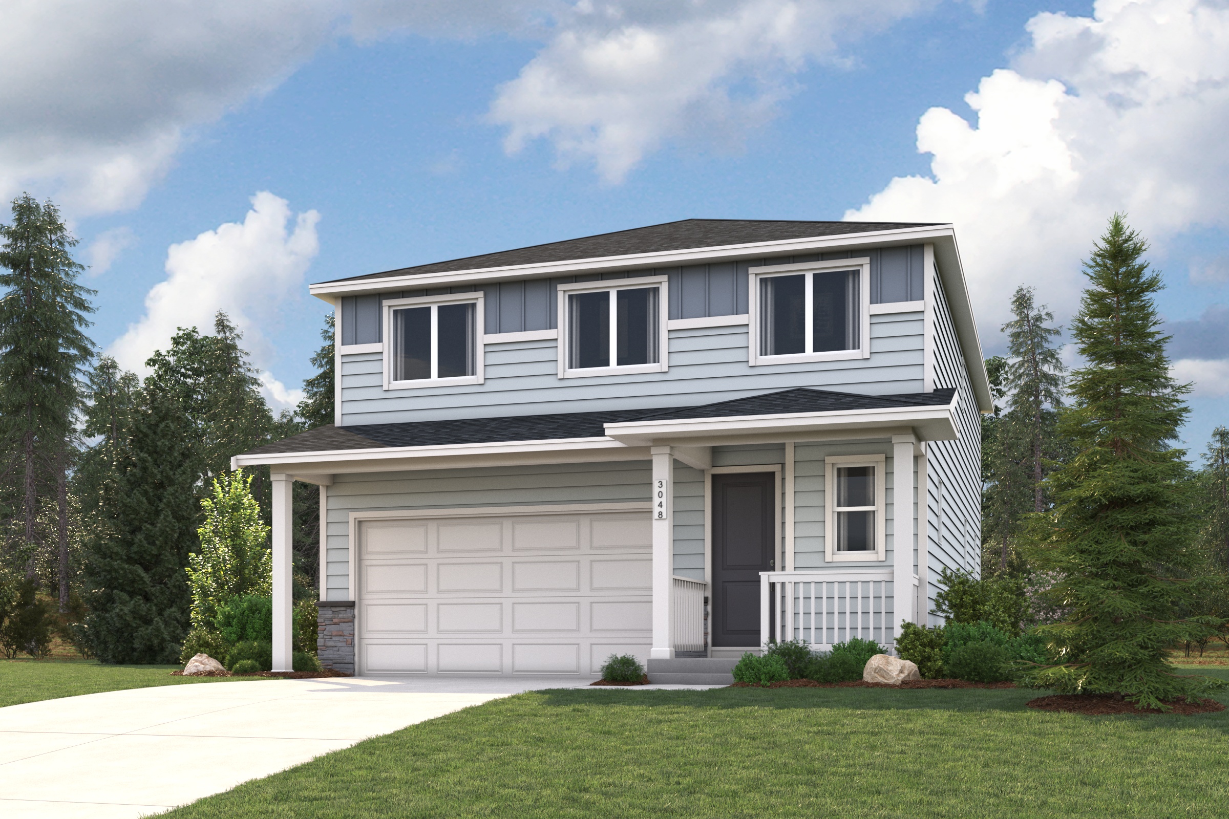 A house with a garage.