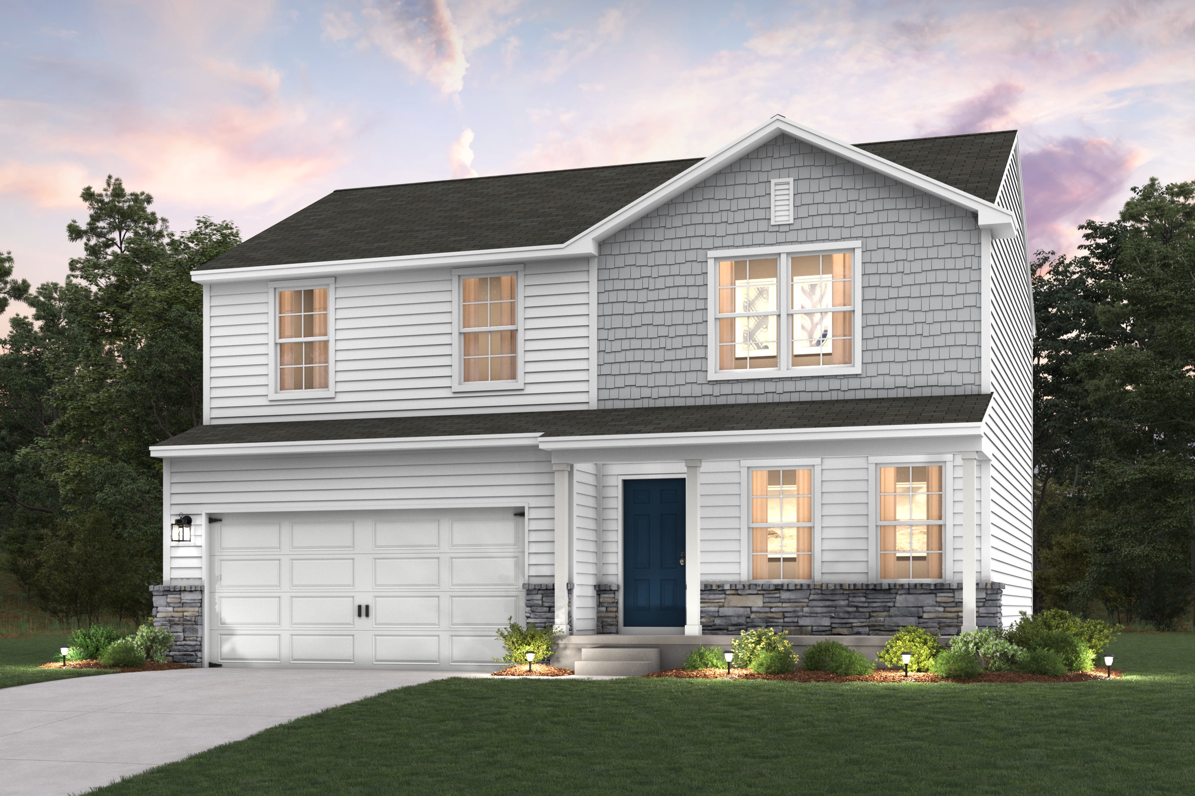 A house with a garage.